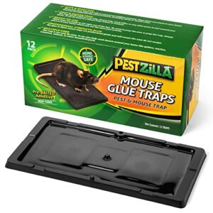 Pestzilla Baited Mouse Trap – Professional Strength Glue Rat Trap – 12 Glue Trays - Perfect for Household Pests & Mouse Traps Indoor and Around a Home