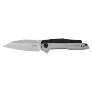 kershaw lithium assisted opening pocket knife, futuristic design, 3.25 inch blade with stainless steel handle, reverse tanto, pocketclip,silver