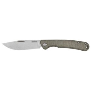 kershaw federalist folding pocket knife, manual folder with nail nick, 3.25 inch cpm 154 stainless steel blade, made in the usa,green