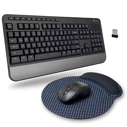 X9 Wireless Keyboard and Mouse Combo - 3 in 1 Workflow Trio - 114 Key Cordless Keyboard and Mouse Combo with Mouse Pad - 2.4G USB Wireless Mouse Keyboard Combo for Laptop, Computer, PC & Chrome