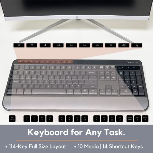 X9 Wireless Keyboard and Mouse Combo - 3 in 1 Workflow Trio - 114 Key Cordless Keyboard and Mouse Combo with Mouse Pad - 2.4G USB Wireless Mouse Keyboard Combo for Laptop, Computer, PC & Chrome