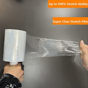 4-Pack Industrial Mini Clear Stretch Wrap Film 80 Gauge 5.1" 1000ft for Pallet Wrap, Durable Self-Adhering Packing, Moving, Packaging, Heavy Duty Shrink Film Chuangseed