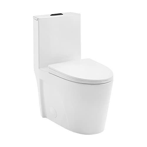 Swiss Madison Well Made Forever SM-1T254HB, St. Tropez One Piece Elongated Toilet Dual Vortex Flush, Black Hardware