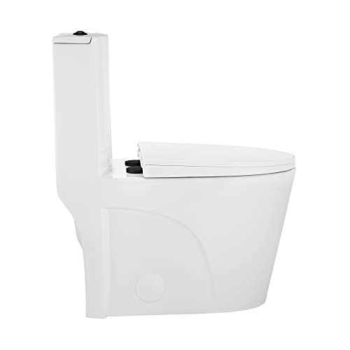 Swiss Madison Well Made Forever SM-1T254HB, St. Tropez One Piece Elongated Toilet Dual Vortex Flush, Black Hardware