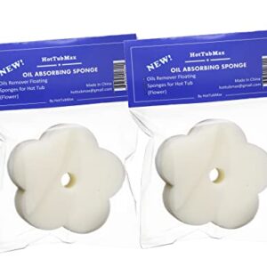 HotTubMax Oil Absorbing Sponge Scum Absorber for Hot Tub, Swimming Pool and Spa, (Individually Packed) - Pack of 2 (2, White Flowe HTM HTM