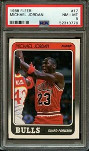 1988-89 fleer #17 michael jordan psa 8 graded basketball card nba chicago bulls 1988 1989 88 89