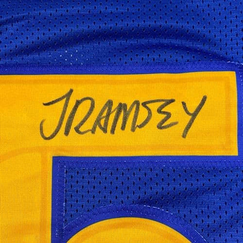 Autographed/Signed Jalen Ramsey Los Angeles LA Blue Football Jersey JSA COA