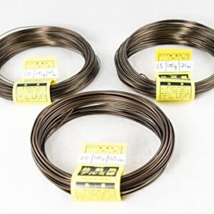 3 Mix 100 g/Roll Genuine Japanese Aluminum Dark Brown Bonsai Training Wire - 1.0 mm / 1.5 mm / 2.0 mm