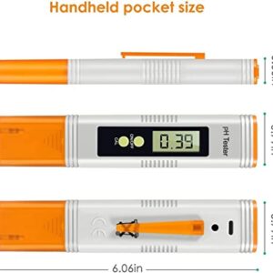 Vivibyan Digital PH Meter, PH Meter 0.01 PH High Accuracy Water Quality Tester with 0-14 PH Measurement Range for Household Drinking, Pool and Aquarium Water PH Tester Design with ATC, Orange