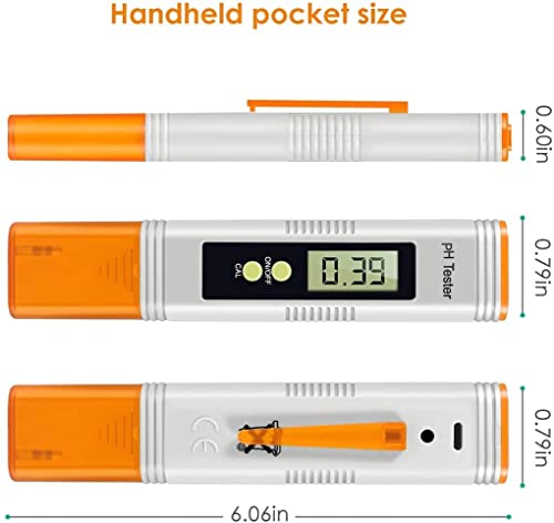 Vivibyan Digital PH Meter, PH Meter 0.01 PH High Accuracy Water Quality Tester with 0-14 PH Measurement Range for Household Drinking, Pool and Aquarium Water PH Tester Design with ATC, Orange