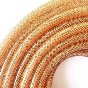 SANFU Polyurethane(PU) 1/4-Inch x 100ft Reinforced, Air Hose with 1/4” Swivel Solid Brass Quick Coupler and Plug, Brown(100’)