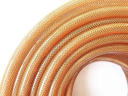 SANFU Polyurethane(PU) 1/4-Inch x 100ft Reinforced, Air Hose with 1/4” Swivel Solid Brass Quick Coupler and Plug, Brown(100’)