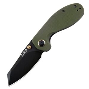 cjrb folding pocket knife maileah tactical knife with ar-rpm9 powder steel balde and g10 small tactical pocket knife edc for outdoor survival hunting camping j1918 (black blade/army green)