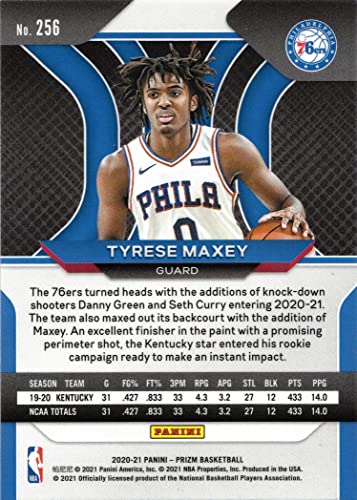 2020-21 Panini Prizm Basketball #256 Tyrese Maxey Rookie Card