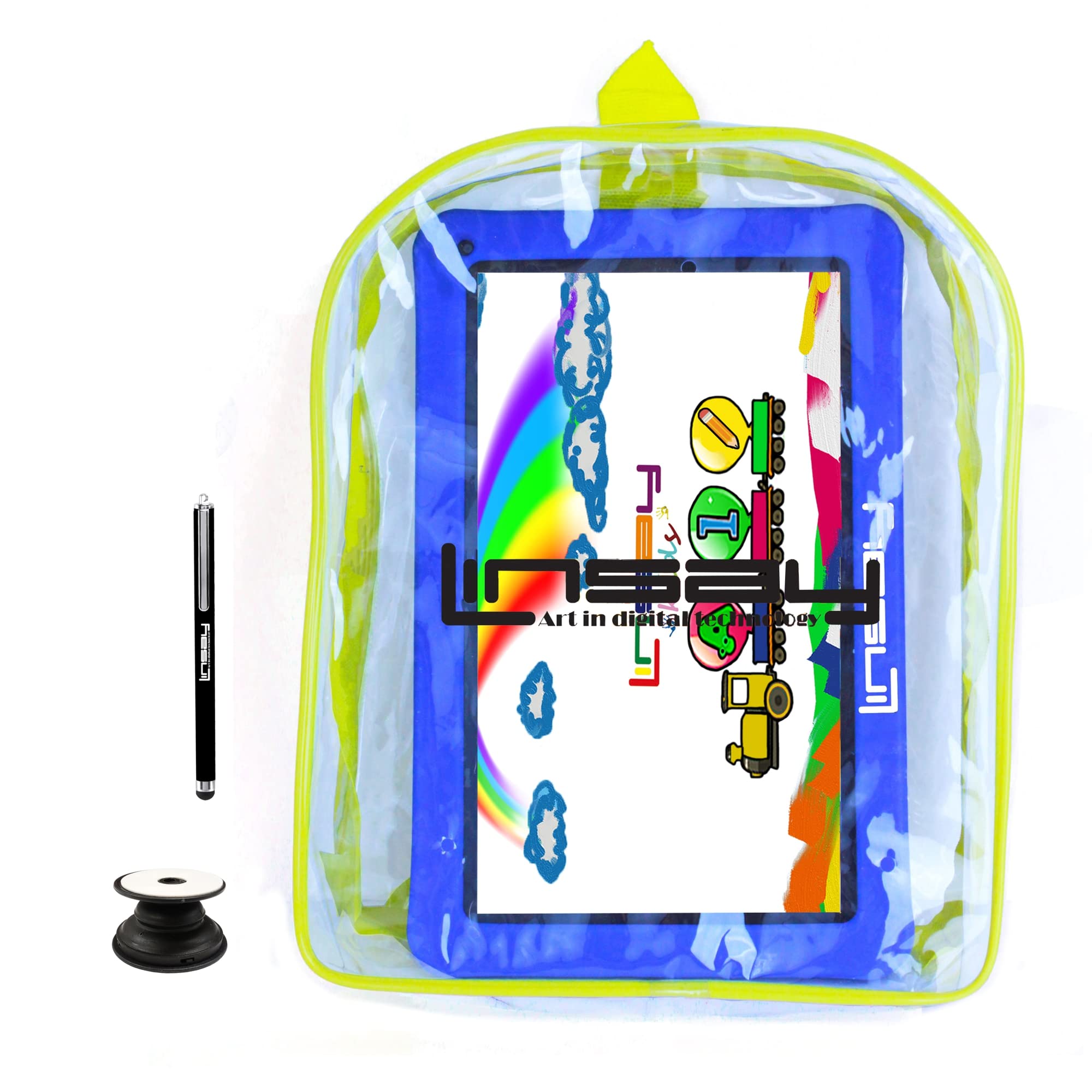 LINSAY 10.1" 1280x800 IPS 2GB RAM 32GB Android 11 Tablet with Kids Blue Defender Case, Backpack, Pop Holder and Pen Stylus