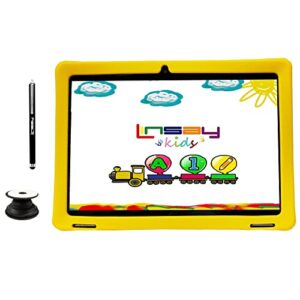 linsay 10.1" 1280x800 ips 2gb ram 32gb android 11 tablet with kids yellow defender case, pop holder and pen stylus