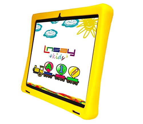 LINSAY 10.1" 1280x800 IPS 2GB RAM 32GB Android 11 Tablet with Kids Yellow Defender Case, Pop Holder and Pen Stylus