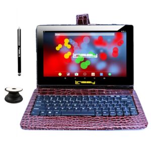 linsay 10.1" 1280x800 ips 2gb ram 32gb android 11 tablet with brown crocodile style keyboard, pop holder and pen stylus