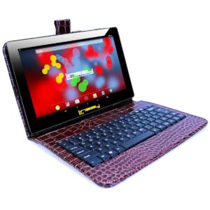 LINSAY 10.1" 1280x800 IPS 2GB RAM 32GB Android 11 Tablet with Brown Crocodile Style Keyboard, Pop Holder and Pen Stylus