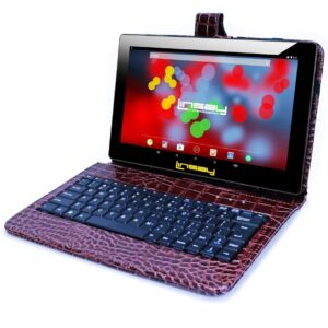 LINSAY 10.1" 1280x800 IPS 2GB RAM 32GB Android 11 Tablet with Brown Crocodile Style Keyboard, Pop Holder and Pen Stylus