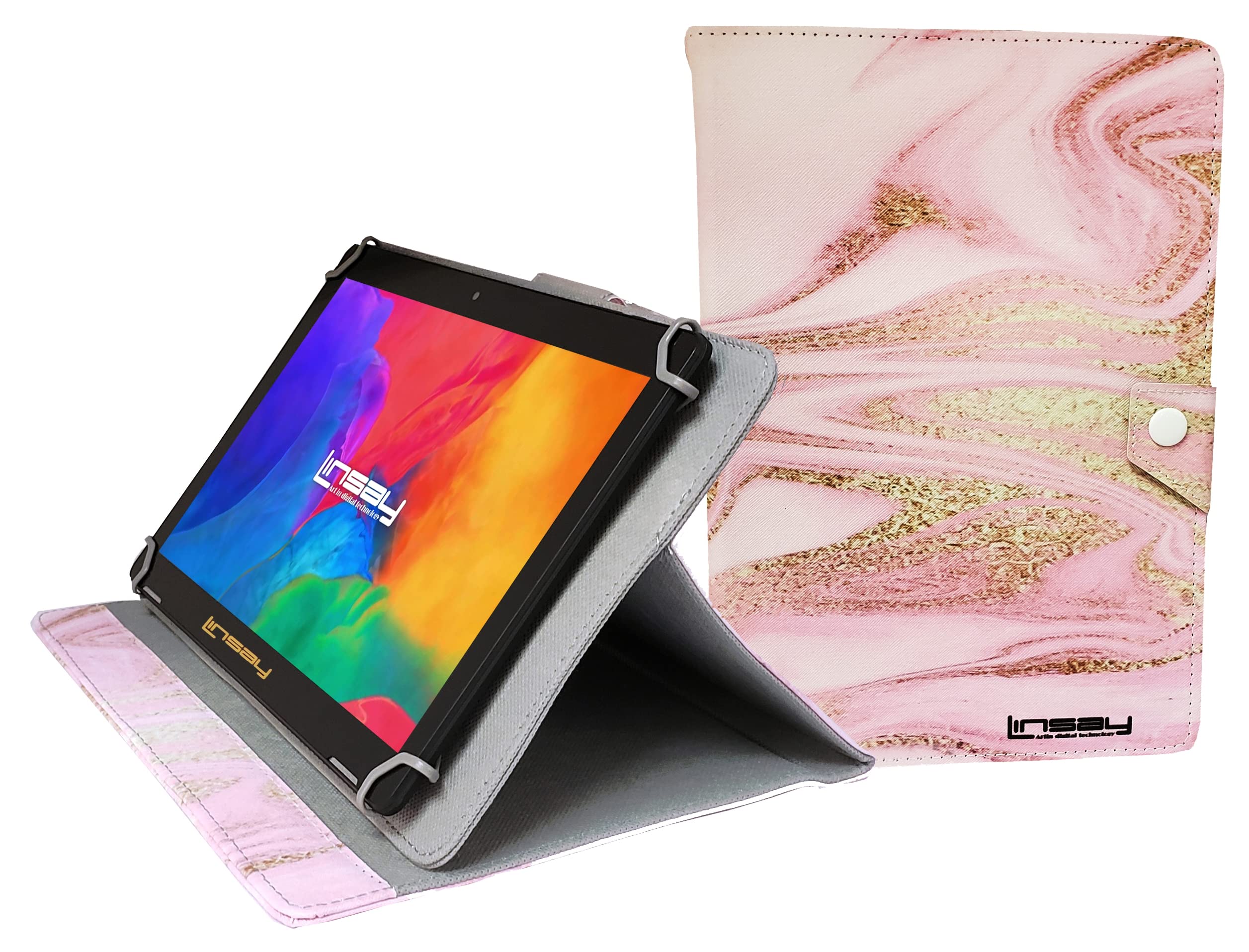 LINSAY 10.1" 1280x800 IPS 2GB RAM 32GB Android 11 Tablet with Pink Glaze Case, Pop Holder and Pen Stylus