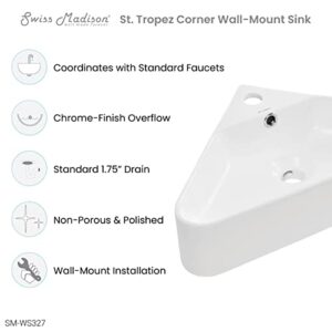 Swiss Madison Well Made Forever SM-WS327, St Tropez Corner Wall Hung Sink