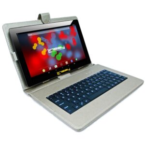 LINSAY 10.1" 1280x800 IPS 2GB RAM 32GB Android 11 Tablet with Silver Keyboard, Pop Holder and Pen Stylus