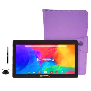 linsay 7" 2gb ram 32gb storage android 12 tablet with purple leather case, pop holder and pen stylus