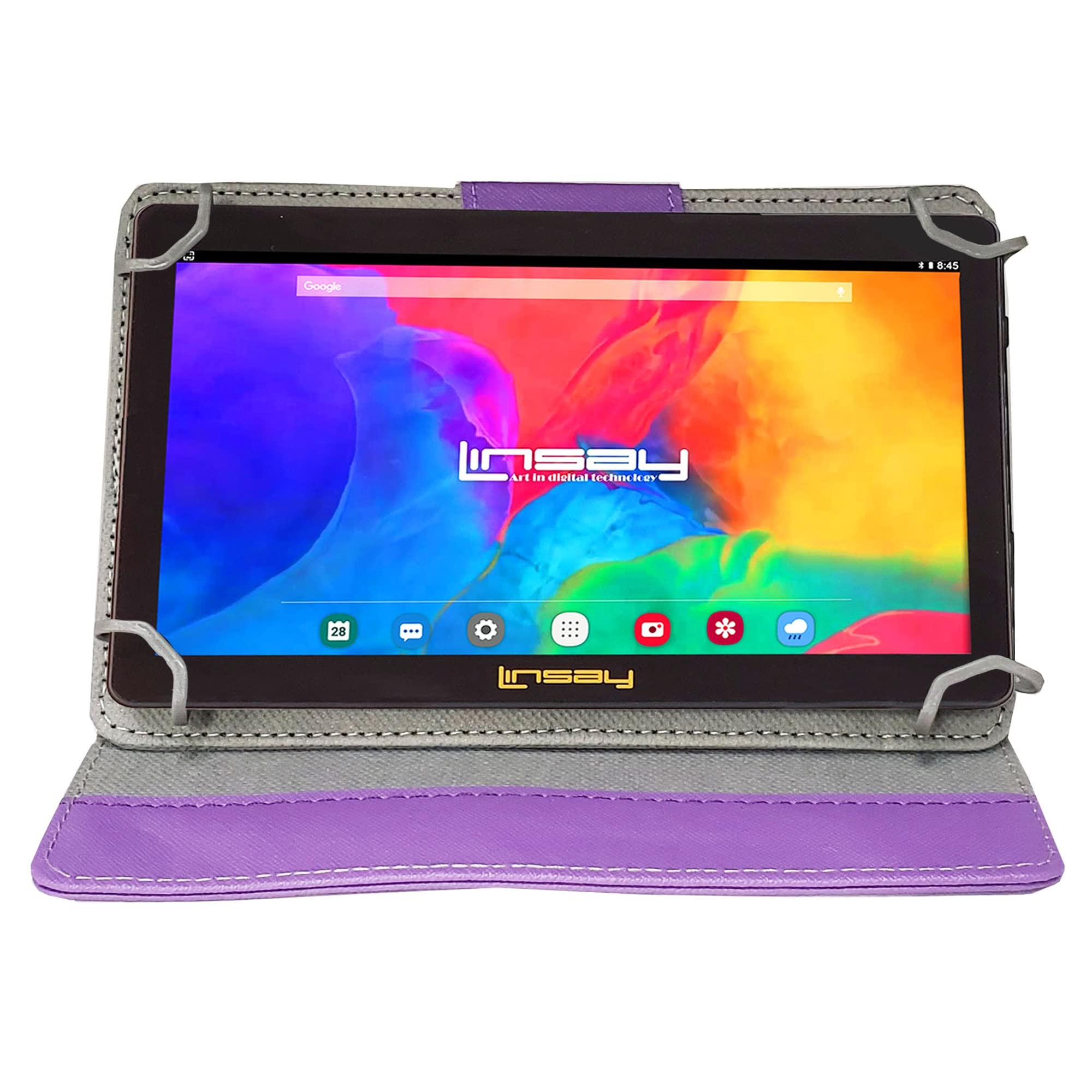 LINSAY 7" 2GB RAM 32GB Storage Android 12 Tablet with Purple Leather Case, Pop Holder and Pen Stylus