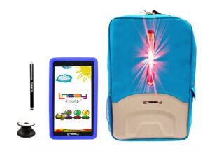 linsay 7" 2gb ram 32gb storage android 12 tablet with blue kids defender case, led backpack, pop holder and pen stylus