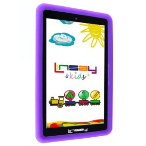 LINSAY 7" 2GB RAM 32GB Storage Android 12 Tablet with Purple Kids Defender Case, Pop Holder and Pen Stylus