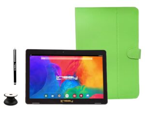 linsay 10.1" 1280x800 ips 2gb ram 32gb android 11 tablet with green leather case, pop holder and pen stylus