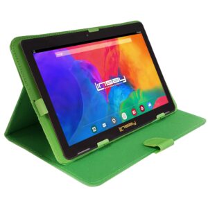 LINSAY 10.1" 1280x800 IPS 2GB RAM 32GB Android 11 Tablet with Green Leather Case, Pop Holder and Pen Stylus