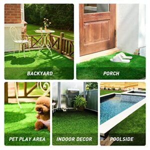 TERRADISE Artificial Grass Rug, 5'x8' Fake Grass for Outdoor Garden Balcony Patio Decor, Turf Grass Mat with Thick Green Realistic Grass for Dog Training, Artificial Turf with 1.2" Pile Drainage Holes