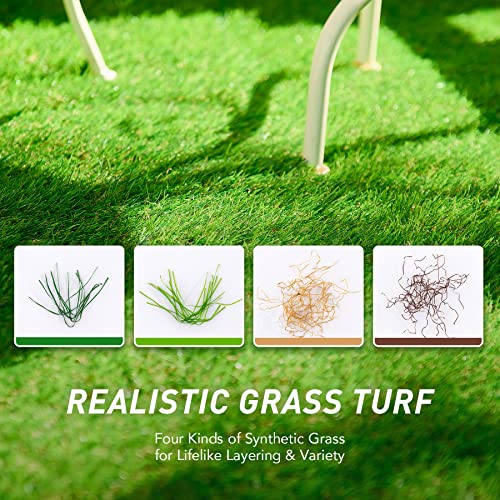 TERRADISE Artificial Grass Rug, 5'x8' Fake Grass for Outdoor Garden Balcony Patio Decor, Turf Grass Mat with Thick Green Realistic Grass for Dog Training, Artificial Turf with 1.2" Pile Drainage Holes