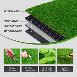 TERRADISE Artificial Grass Rug, 5'x8' Fake Grass for Outdoor Garden Balcony Patio Decor, Turf Grass Mat with Thick Green Realistic Grass for Dog Training, Artificial Turf with 1.2" Pile Drainage Holes