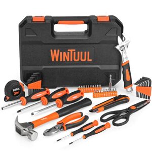wintuul 48pc tool kit - hand tool set with toolbox storage case, tool kit for home, apartment, garage, dorm and office-perfect for women/men diy, home repair