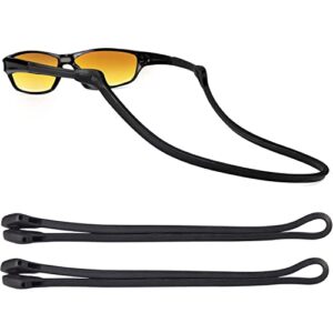 kechio glasses strap lightweight silicone eyeglasses string strap holder eyewear retainer sports sunglasses chain men women 2pcs(black/black)