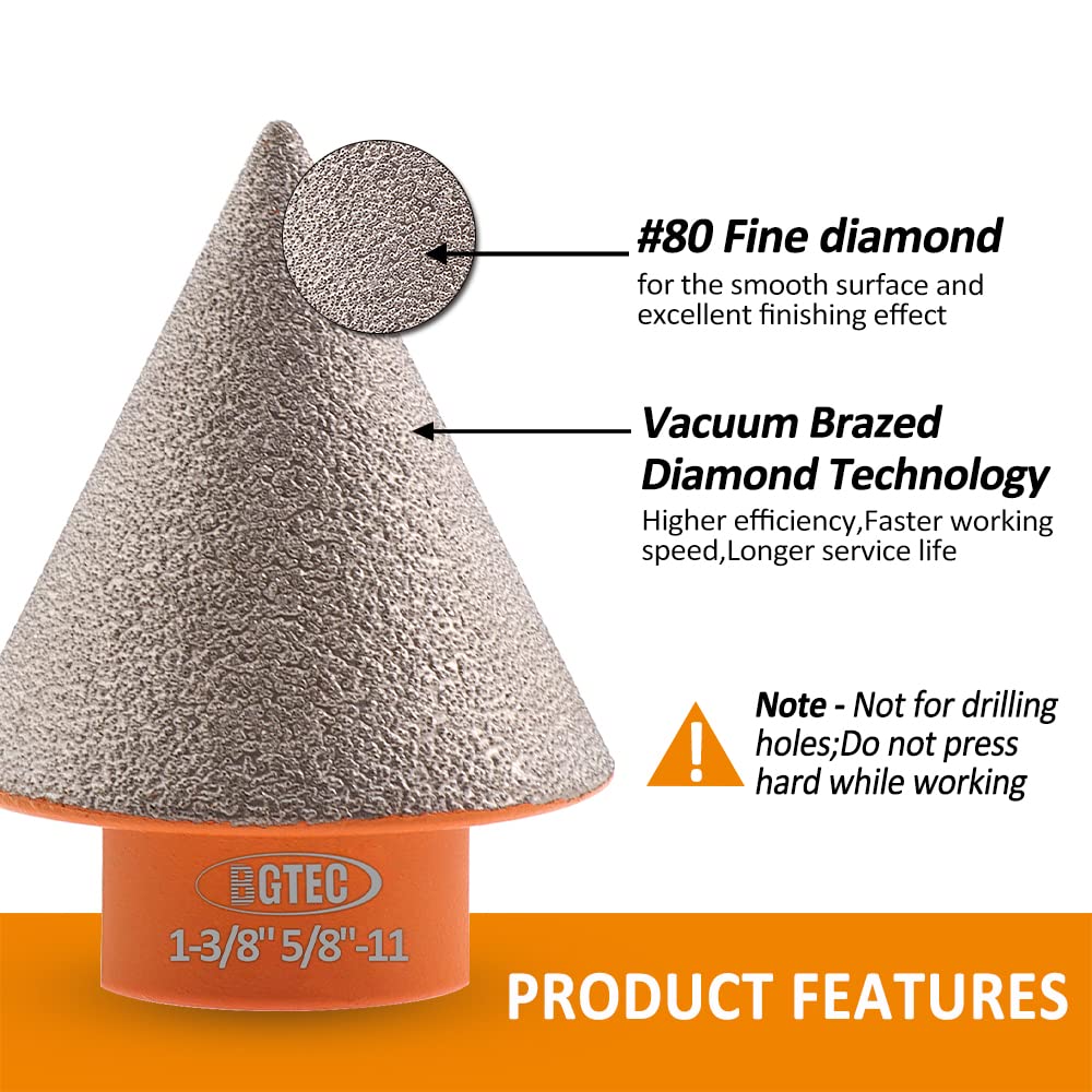 Diamond Beveling Chamfer Bit - BGTEC 2"(50MM) Tile Tool for Existing Holes Enlarging Shaping Trimming Tile Marble Granite Ceramic, Tile Drill bits for Angle Grinder, 5/8"-11 Thread