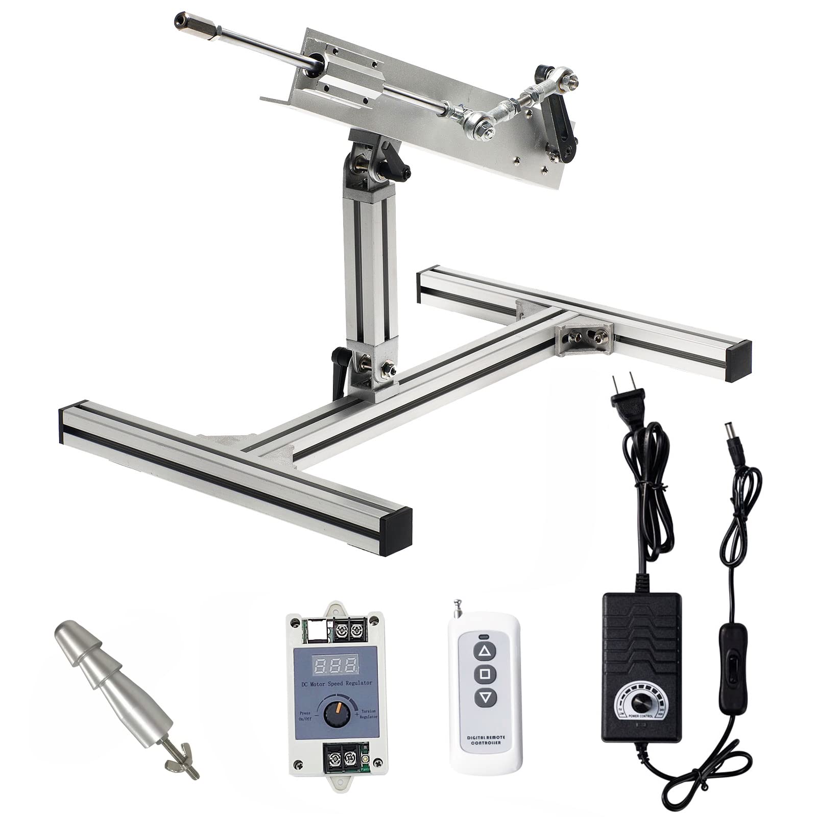 JQDML Reciprocating Linear Actuator 24V Pushing Force 6.6-44lbs Adjustable Stroke 20-80mm 0.78-3.15 inch 120rpm Variable Speed with Remote Control, DC Power Adapter, Stand Kit and Big End Connector