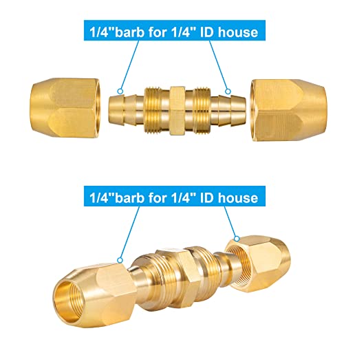 Breezliy 4PCS Soild Brass Air Reusable Hose Splicer For 1/4-Inch ID Hose,Hose Air Hose Repair Fitting (4 Pack 1/4 Inch)