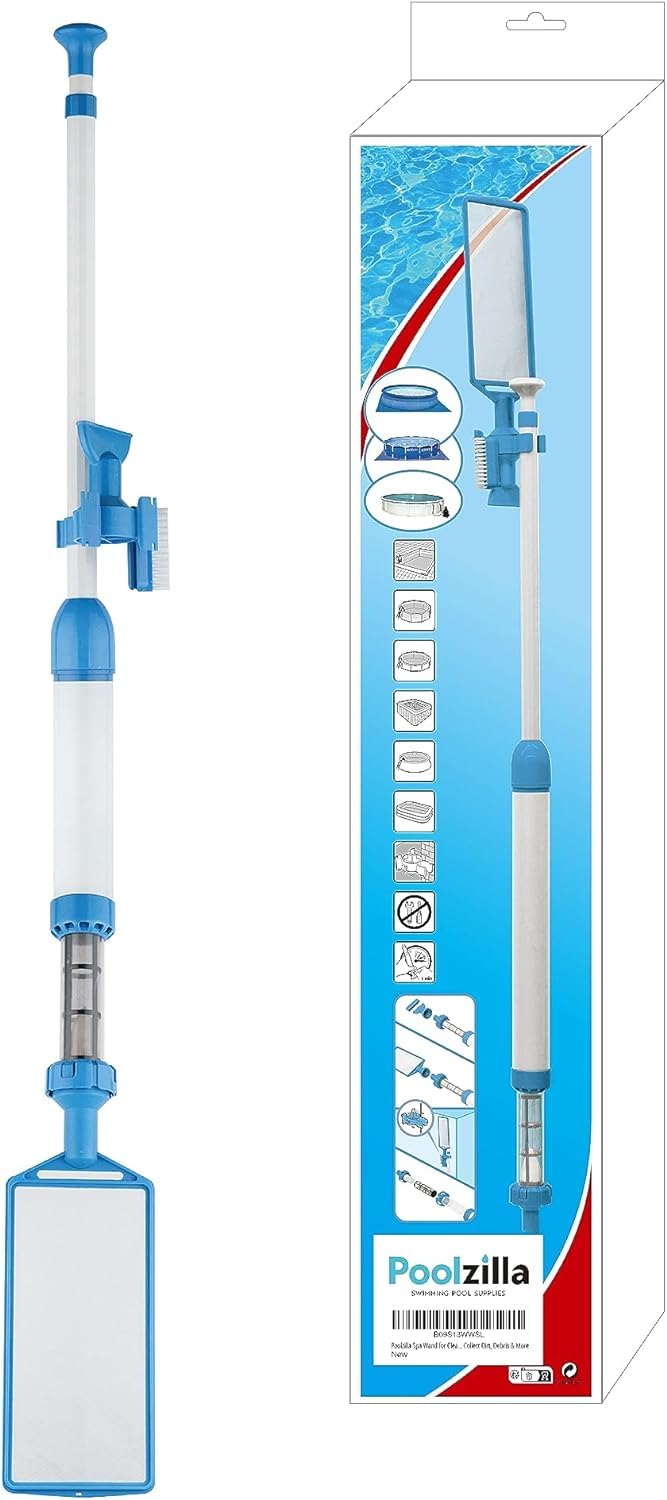 Poolzilla Spa Wand for Cleaning Pools and Spas, Comes with 3 Interchangeable Nozzles, Collect Dirt, Debris & More