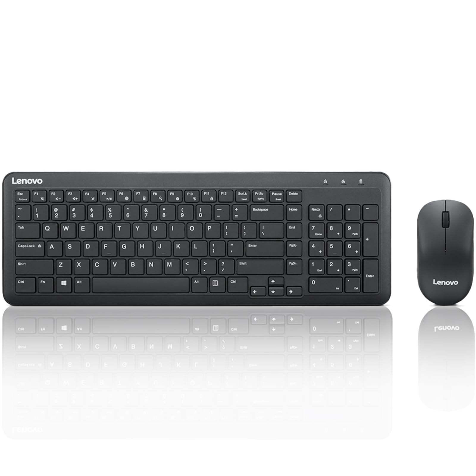 Lenovo 300 Wireless Combo Keyboard and Mouse, 2.4 GHz Nano USB-A Receiver, Batteries Included