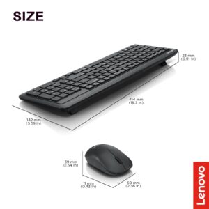 Lenovo 300 Wireless Combo Keyboard and Mouse, 2.4 GHz Nano USB-A Receiver, Batteries Included