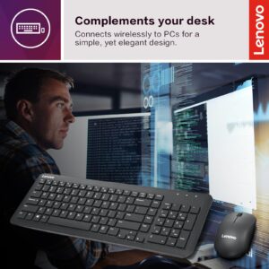 Lenovo 300 Wireless Combo Keyboard and Mouse, 2.4 GHz Nano USB-A Receiver, Batteries Included