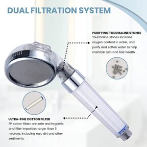 ZOOP Filtered Shower Head with Water Saving 3-Way Shower Modes, Dual Filtration System, Handheld High-Pressure Shower, Including Extra Cotton Filter