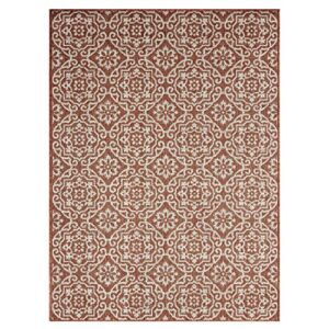 Nicole Miller New York Patio Country Danica Transitional Geometric Indoor/Outdoor Area Rug, Terracotta/Ivory , 7'9"x10'2"