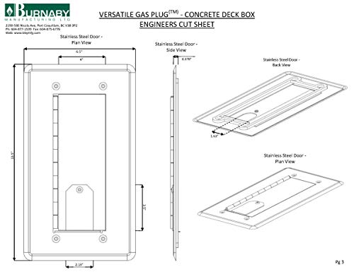 Burnaby Manufacturing Ltd Concrete Deck Versatile Gas Plug™, 2 PSI, 3/4" NPT Inlet, 1/2" Quick Disconnect Outlet