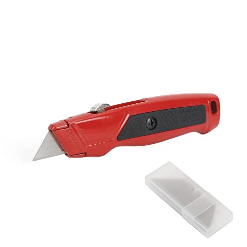 Hyper Tough RETRACTABLE UTILITY KNIFE + 5-BLADES STEEL BODY 3-POSITION NON-SLIP GRIP