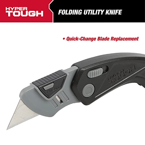 Hyper Tough PLASTIC FOLDING UTILITY KNIFE Quick-Change Blade LIGHTWEIGHT DURABLE